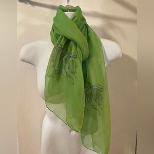 Beautiful Versace Lime Green Sheer Scarf 100% silk